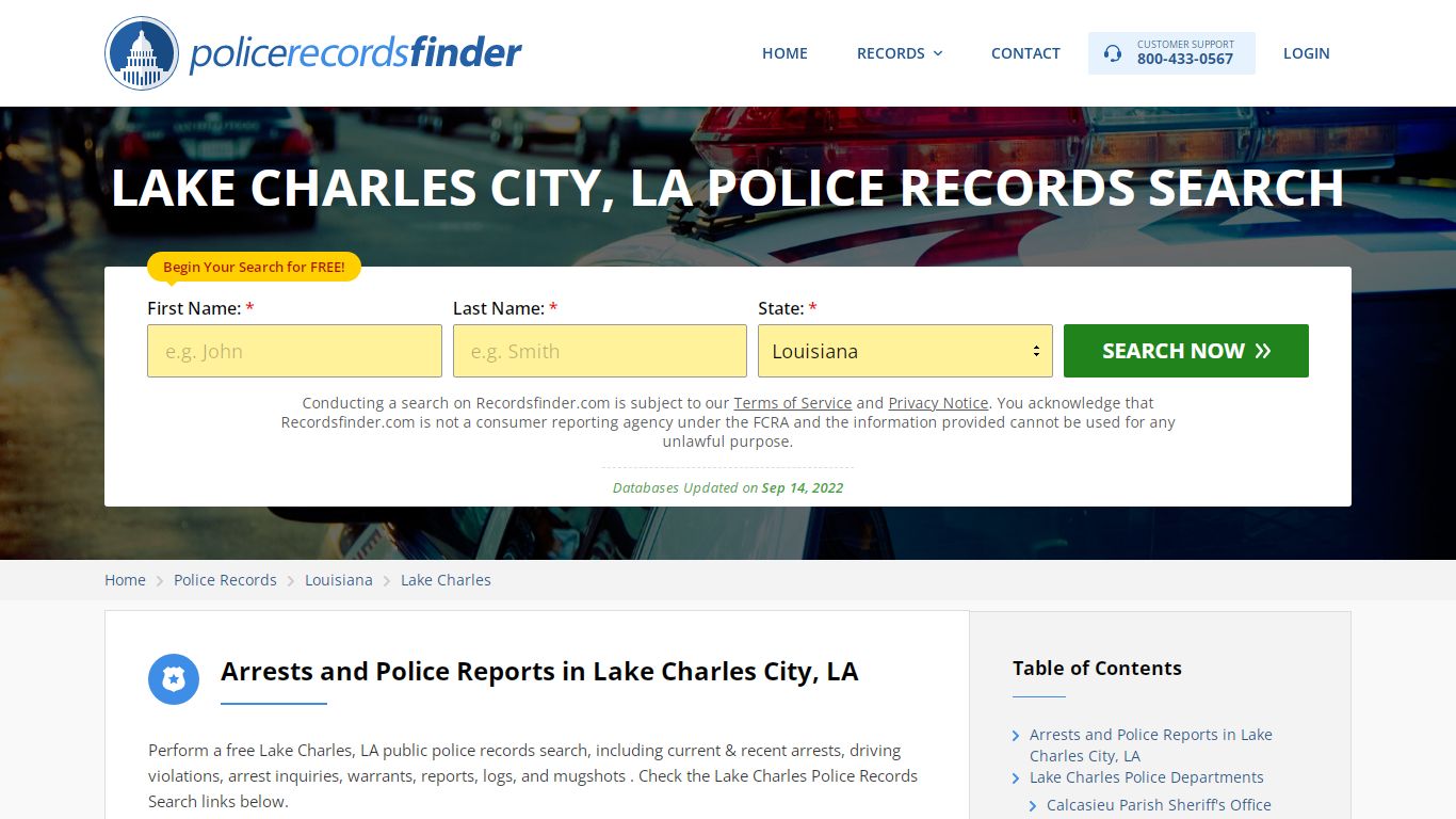 LAKE CHARLES CITY, LA POLICE RECORDS SEARCH - RecordsFinder